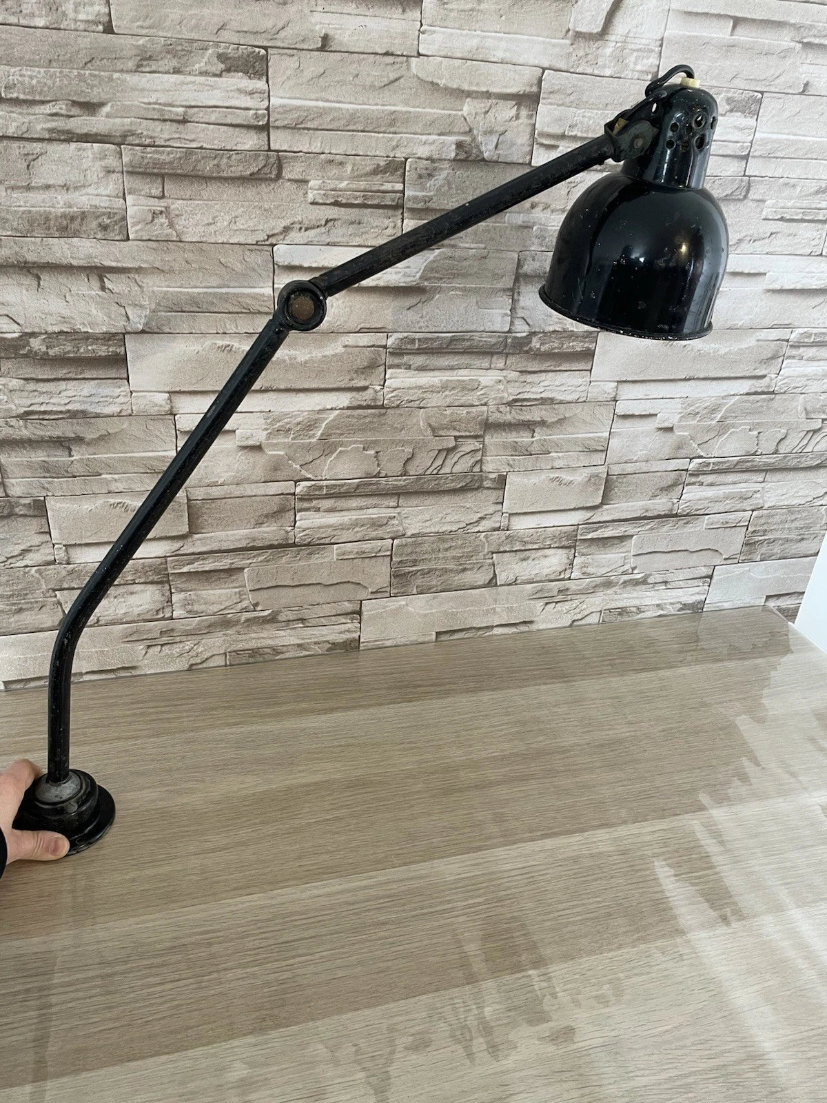 Lampada Snodabile Industriale Officina Regolabile Nero Vintage NO MORSETTO Vite