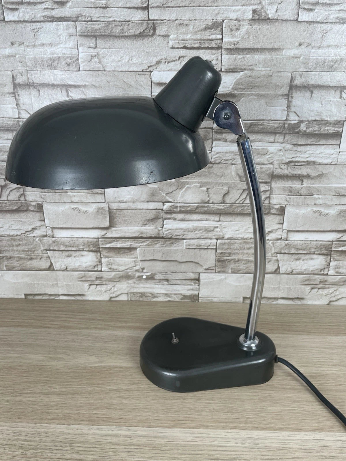 Lampada Da Tavolo Seminara Vintage Epoca Anni 60 Ministeriale Industriale Grigio