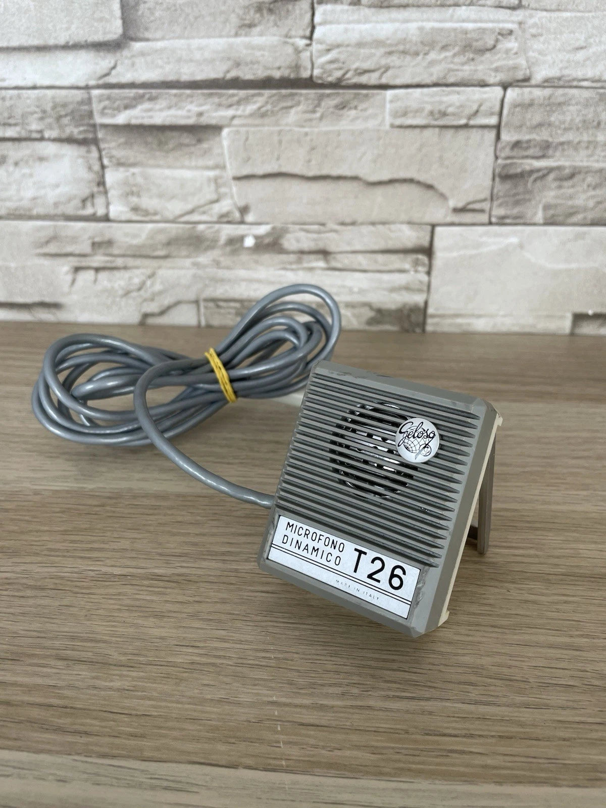 Microfono Dinamico Geloso T26 Per Magnetofono Vintage Epoca Con Cavo Grigio
