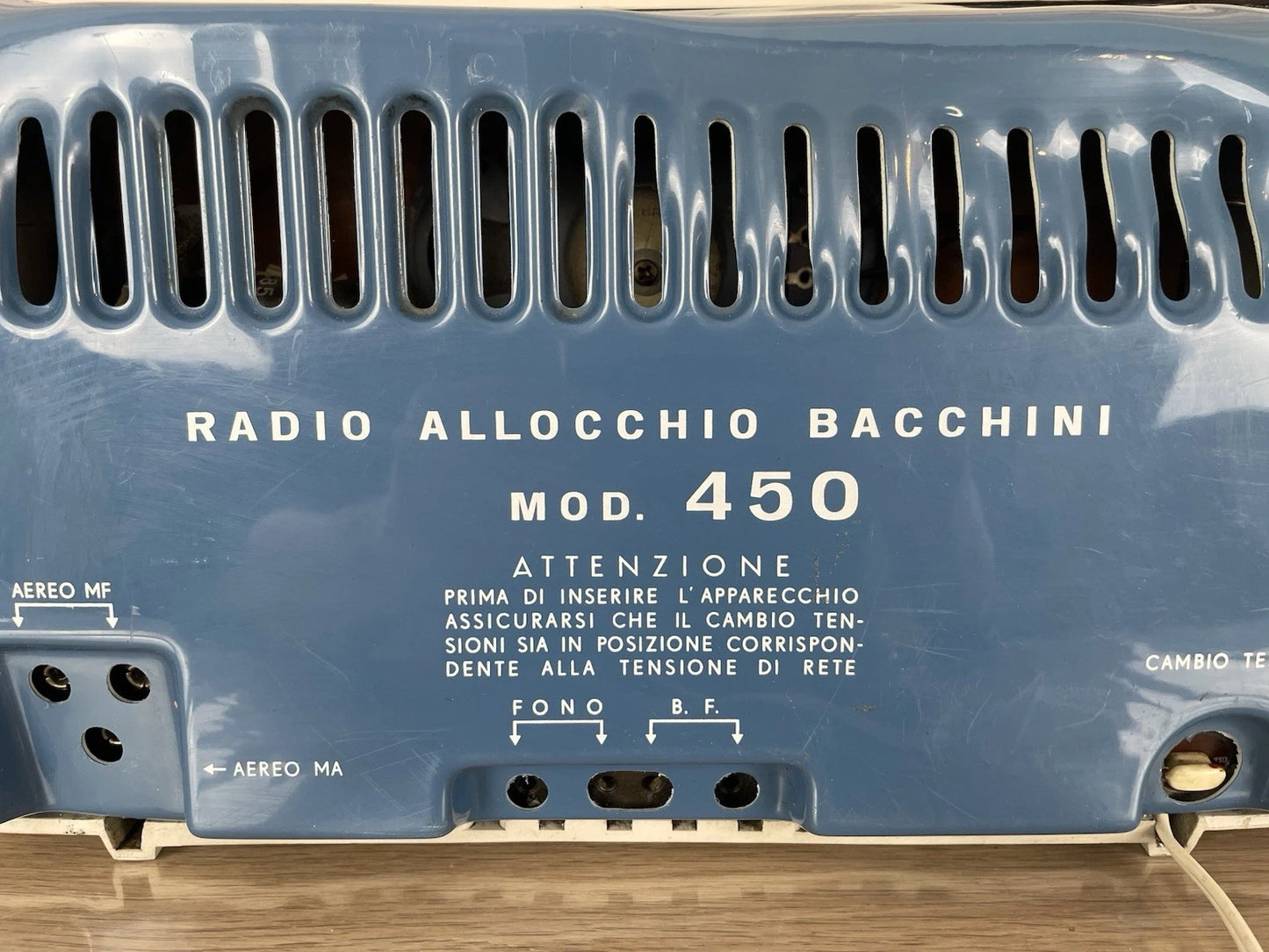 Radio Valvolare Allocchio Bacchini Mod. 450 Bianca Blu Anni 60 AM FM Per RICAMBI