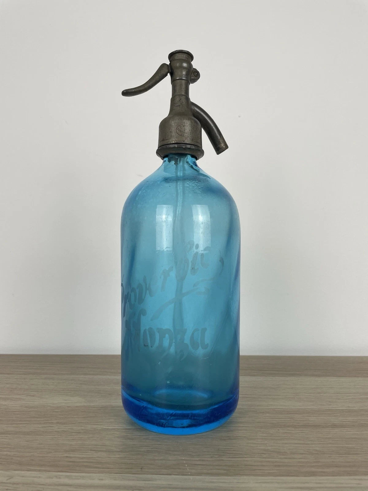 Autoseltz Vetro Sifone Seltz Proverbio Monza Azzurro Antico Epoca Anni 30 Blu