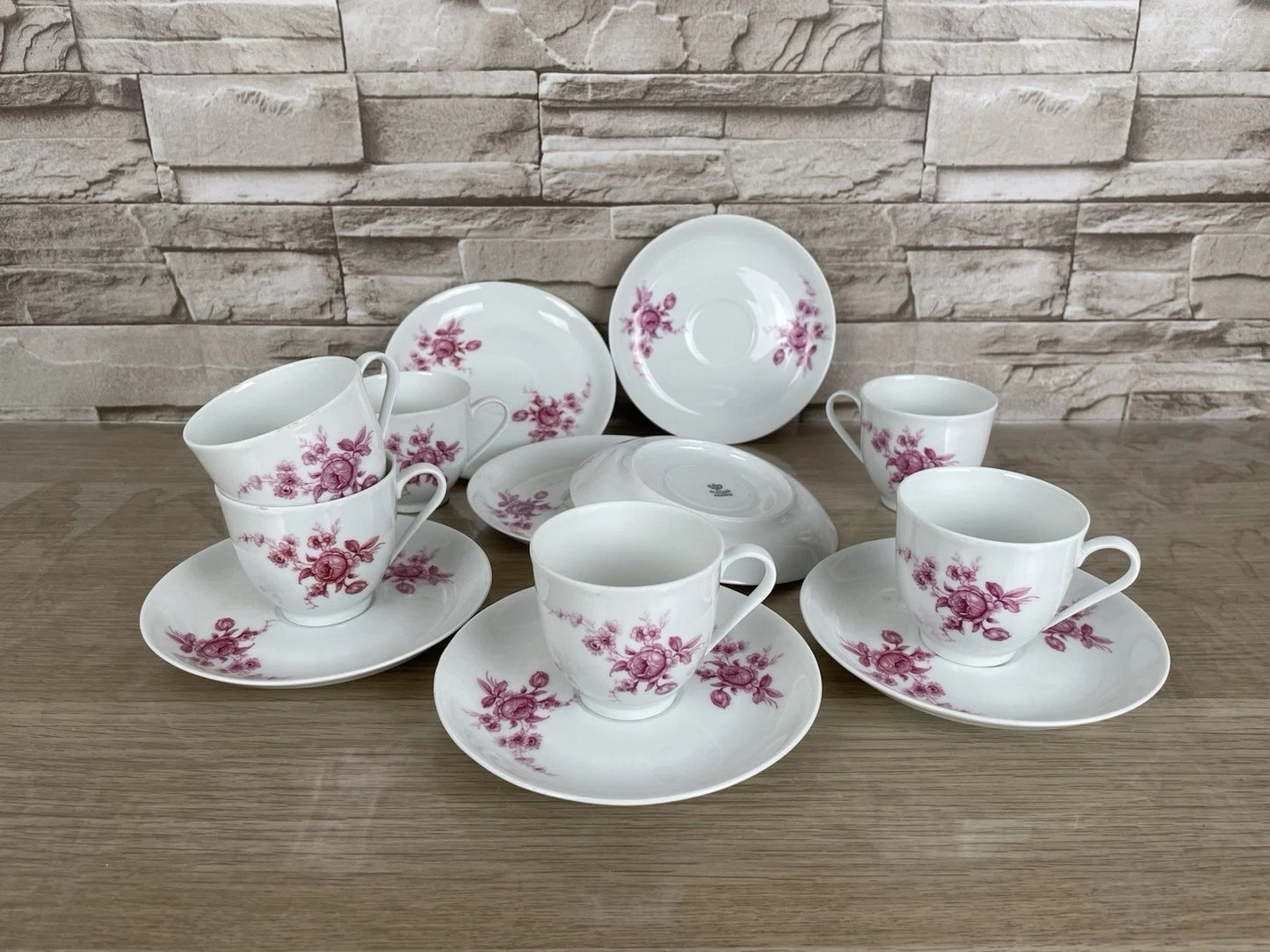 Servizio Da Caffè Limoges Porcellana Francese Vintage 6 Piattini E Tazzine Fiori