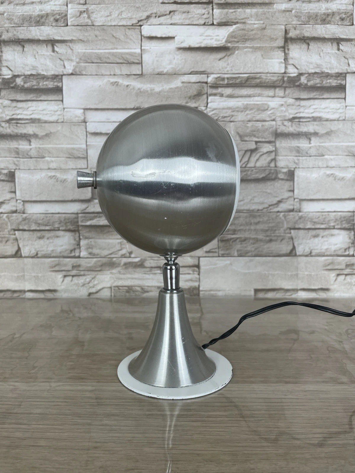Lampada Da Tavolo Spiace Age Eyeball Vintage Argento Epoca Anni 60 Abat-jour