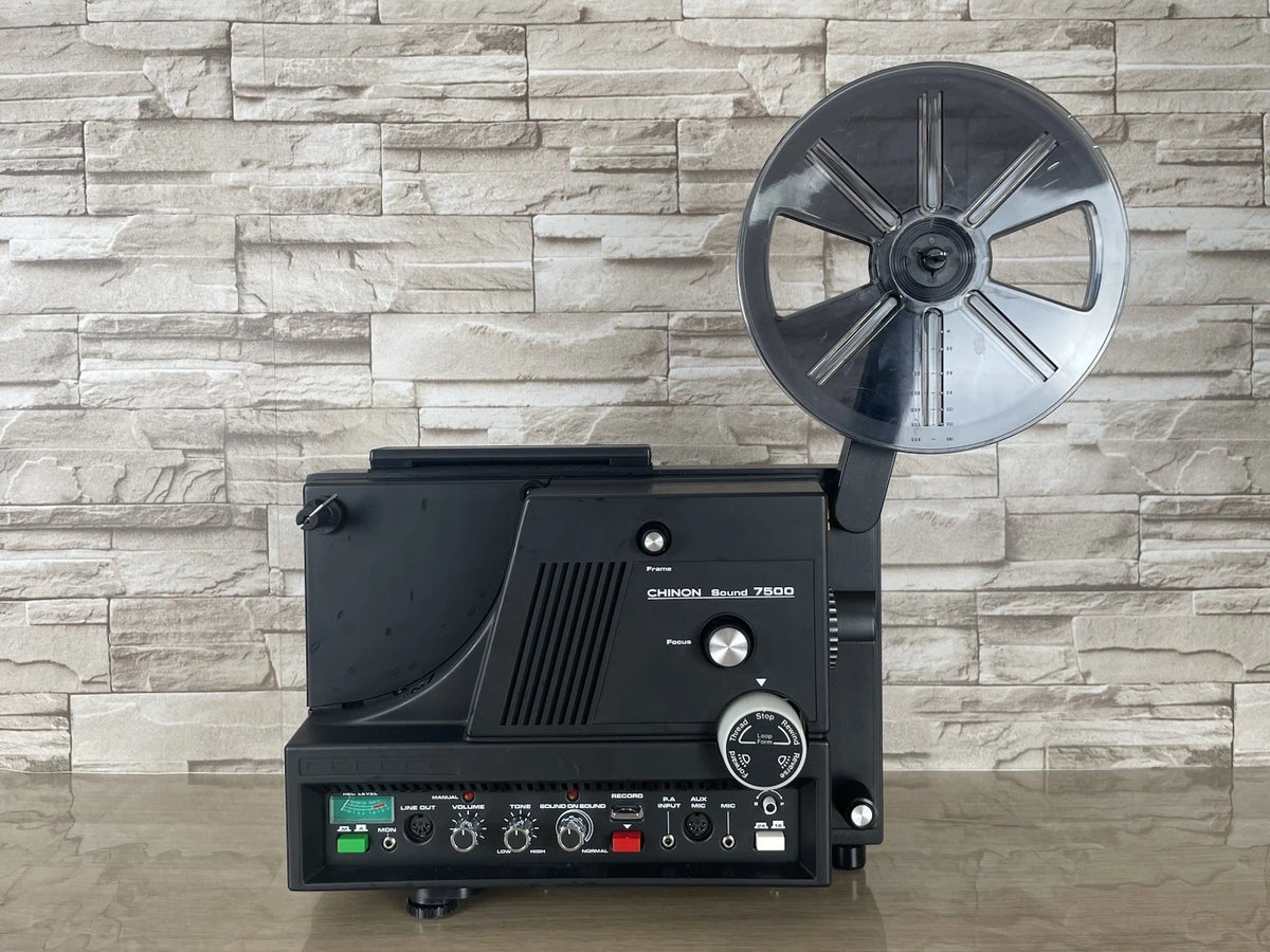 Proiettore Chinon Sound 7500 Sonoro Bobina Single8 Super8 Anni '70 Nero Vintage