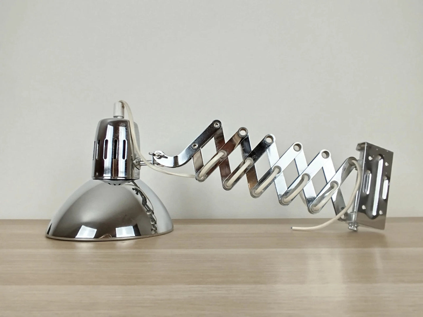 Lampada Applique Da Muro E Parete A Pantografo Cromata Vintage Industriale Retrò