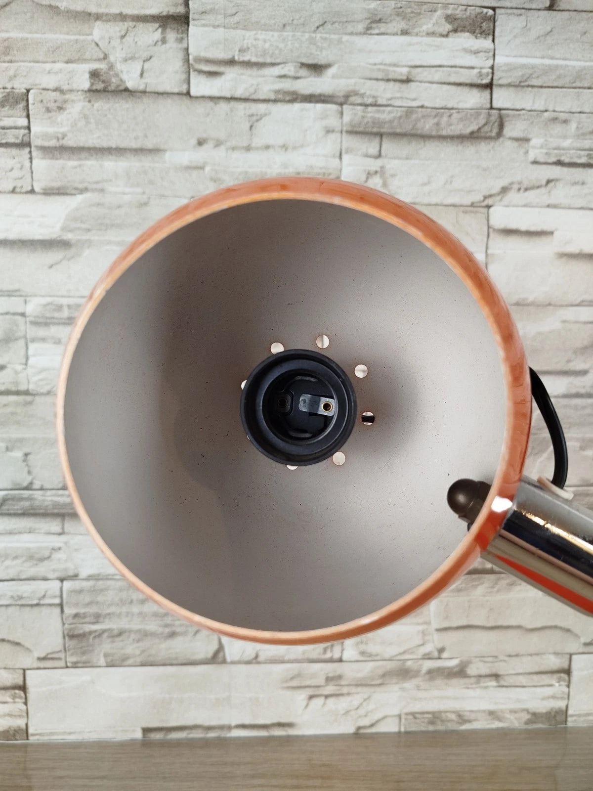 Lampada Da Tavolo Eyeball Space Age Vintage Anni 70 Arancione E Nero Snodabile