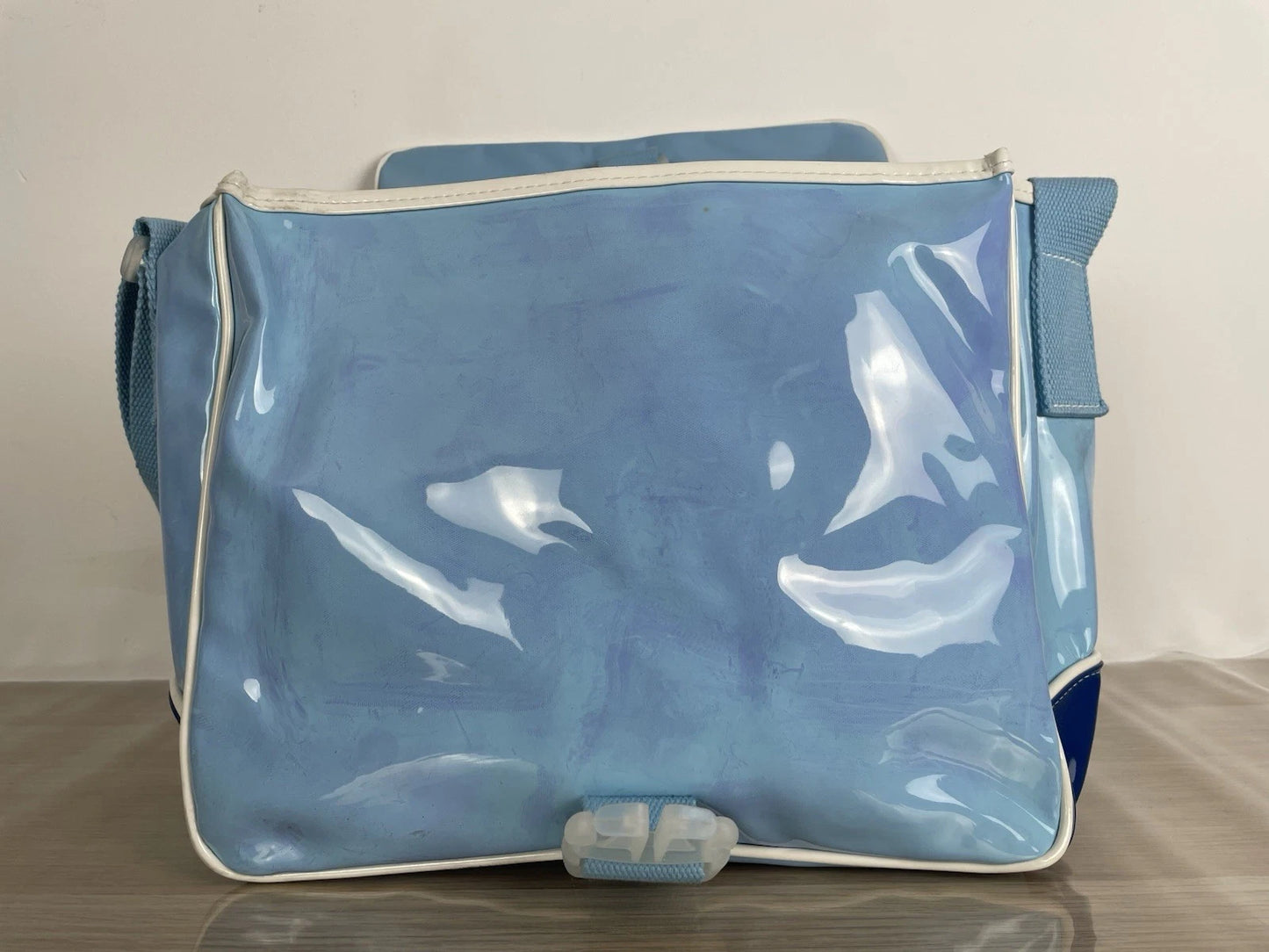 Borsa Naj Oleari I Love No Azzurra PVC Postina Tracolla Vintage Cartella Scuola