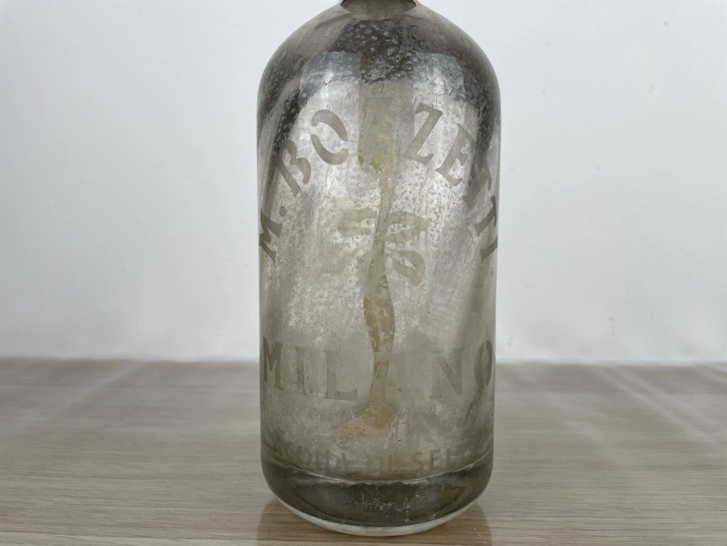 Antico Autoseltz In Vetro Sifone Seltz M Bozzetti Milano Bianco Epoca Anni 30