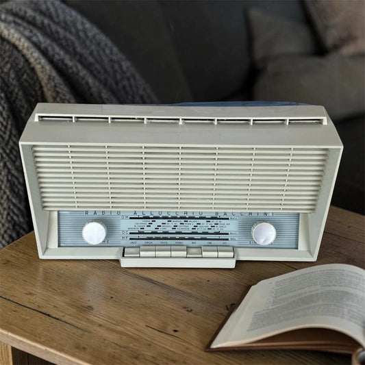 Radio Valvolare Allocchio Bacchini Mod. 450 Bianca Blu Anni 60 AM FM Per RICAMBI