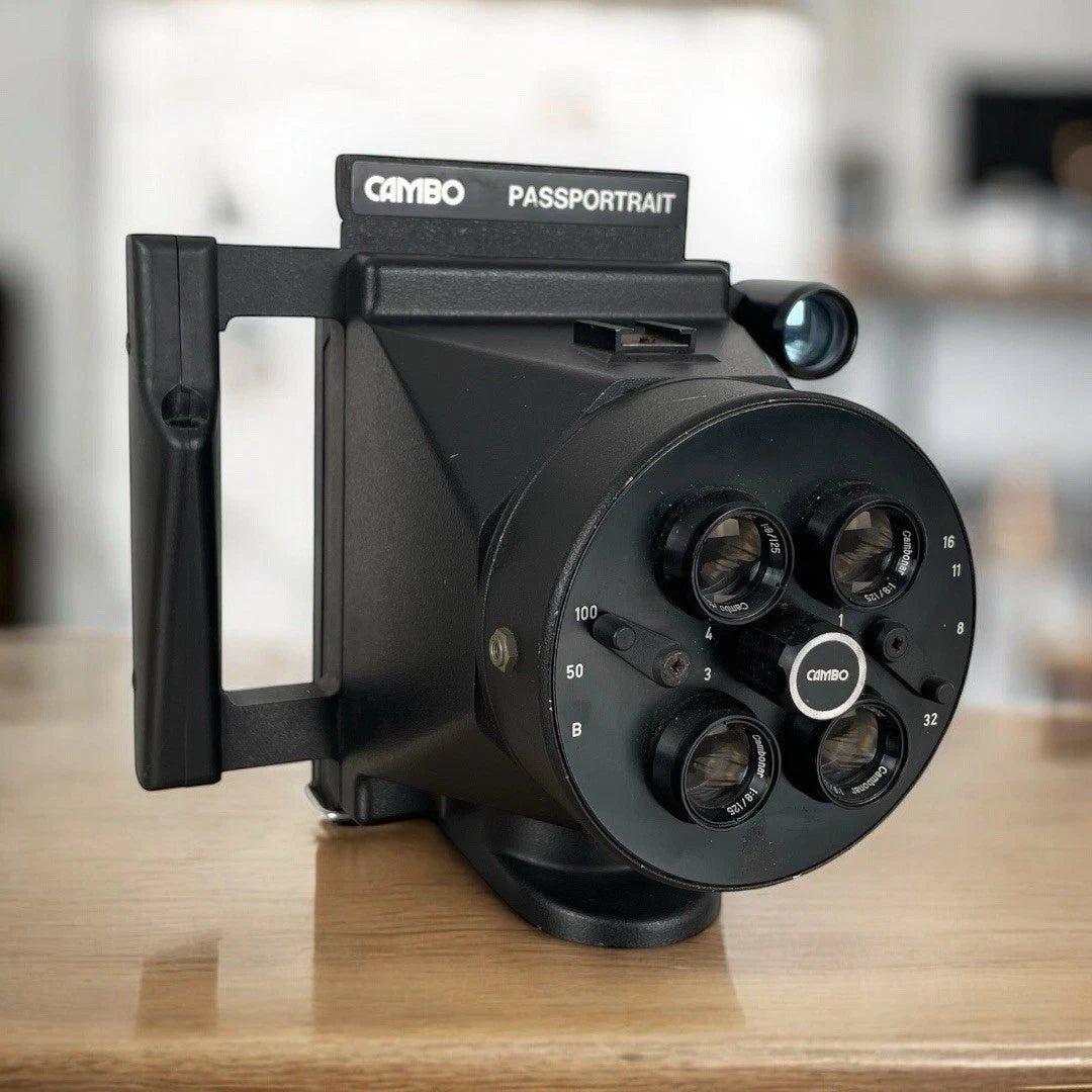 Cambo Passportrait Model 40 Fotocamera Istantanea Vintage Anni 70 Nero Fototessere