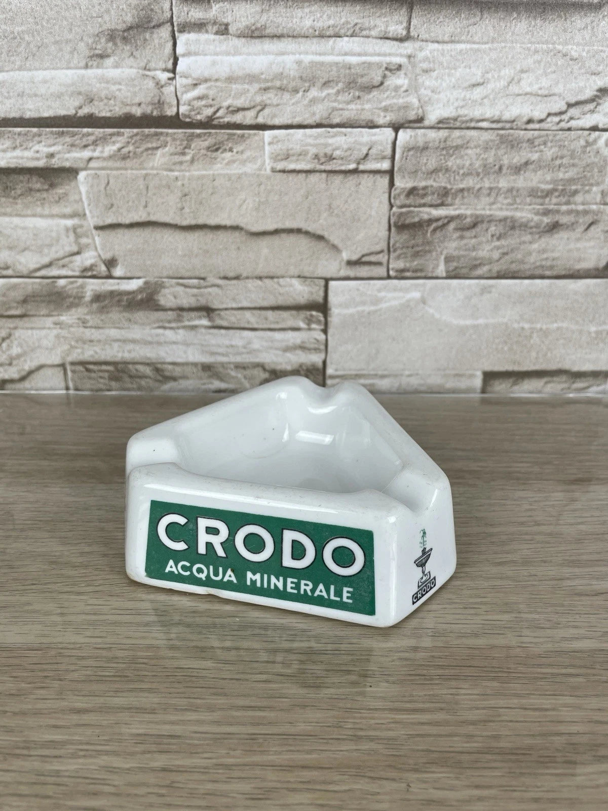 Posacenere Portacenere Crodo Acqua Minerale Bianco Vintage Ceramica Vintage '70