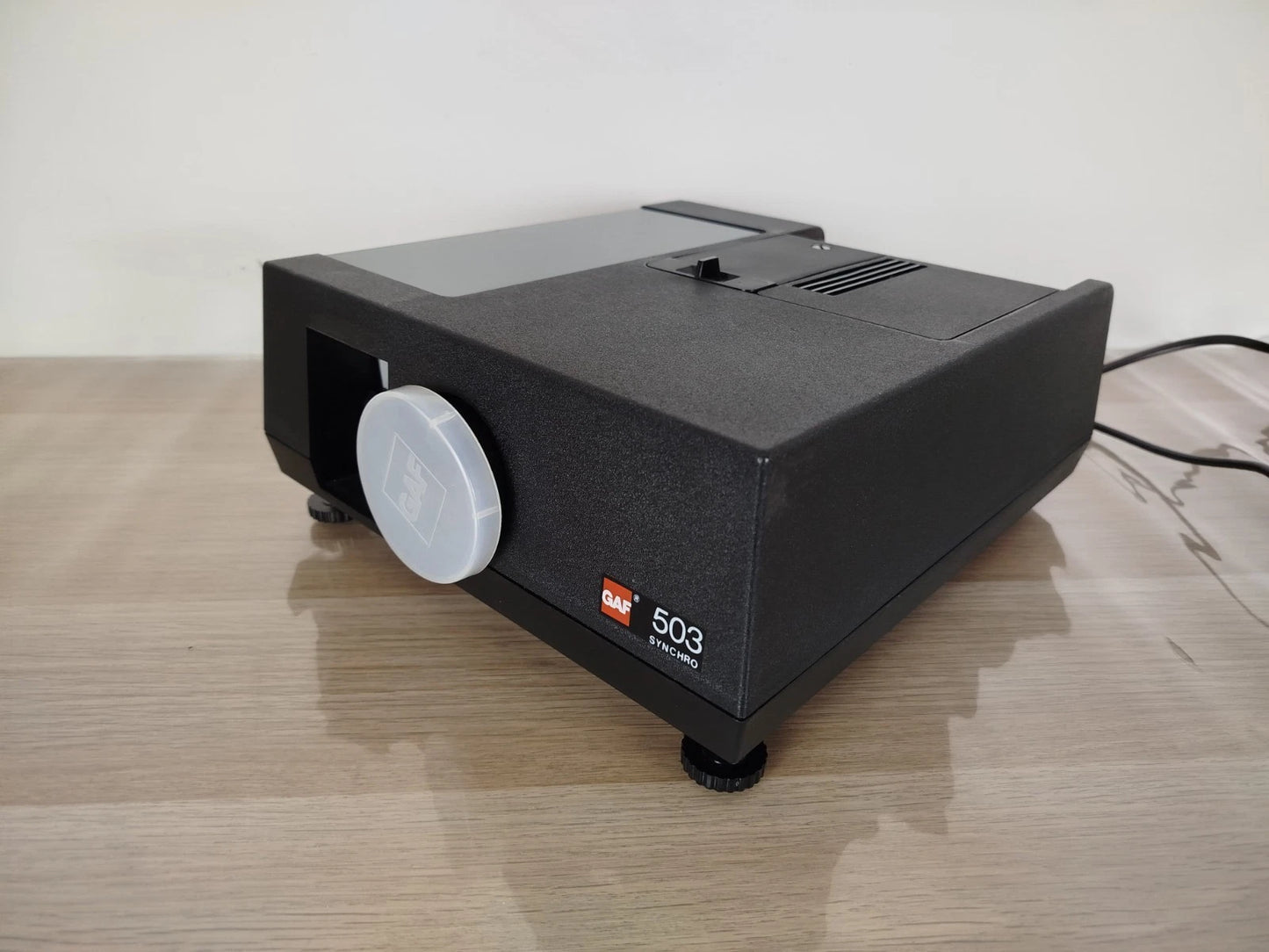 Proiettore Diapositive Gaf 503 Synchro Nero Vintage Con Telecomando Custodia