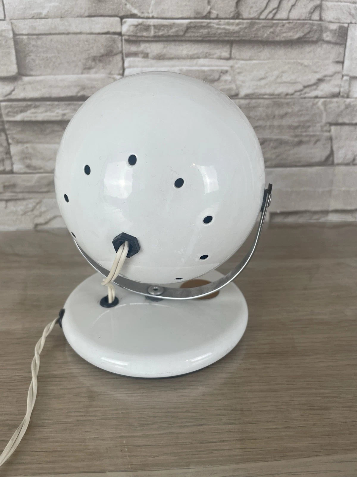 Lampada Da Tavolo Space Age Abat-jour Anni 70 Bianca Eyeball Design Con Cavo