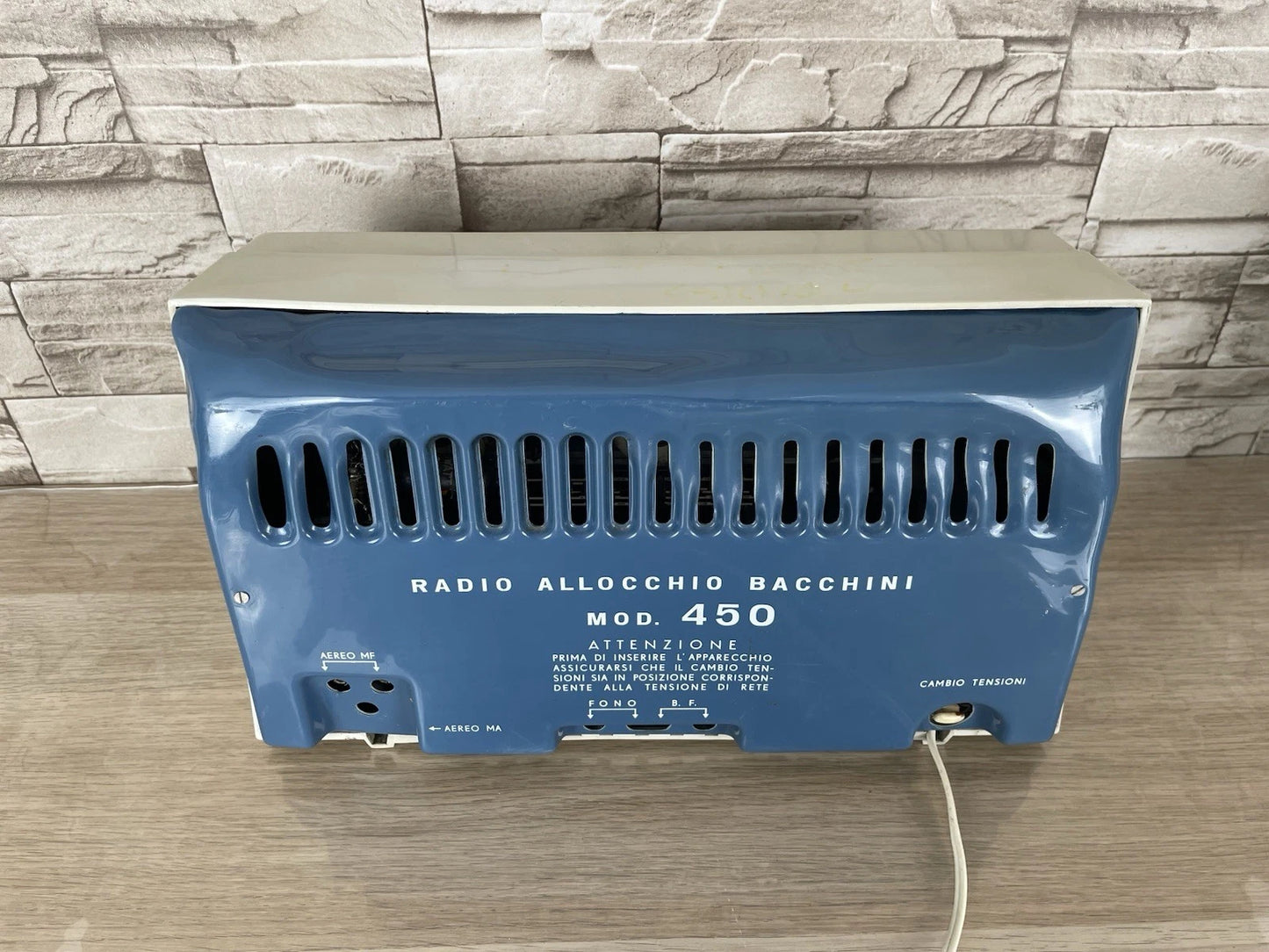 Radio Valvolare Allocchio Bacchini Mod. 450 Bianca Blu Anni 60 AM FM Per RICAMBI