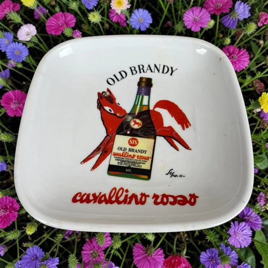 Posacenere Portacenere Cavallino Rosso Old Brandy Bianco STEA Milano Vintage '60