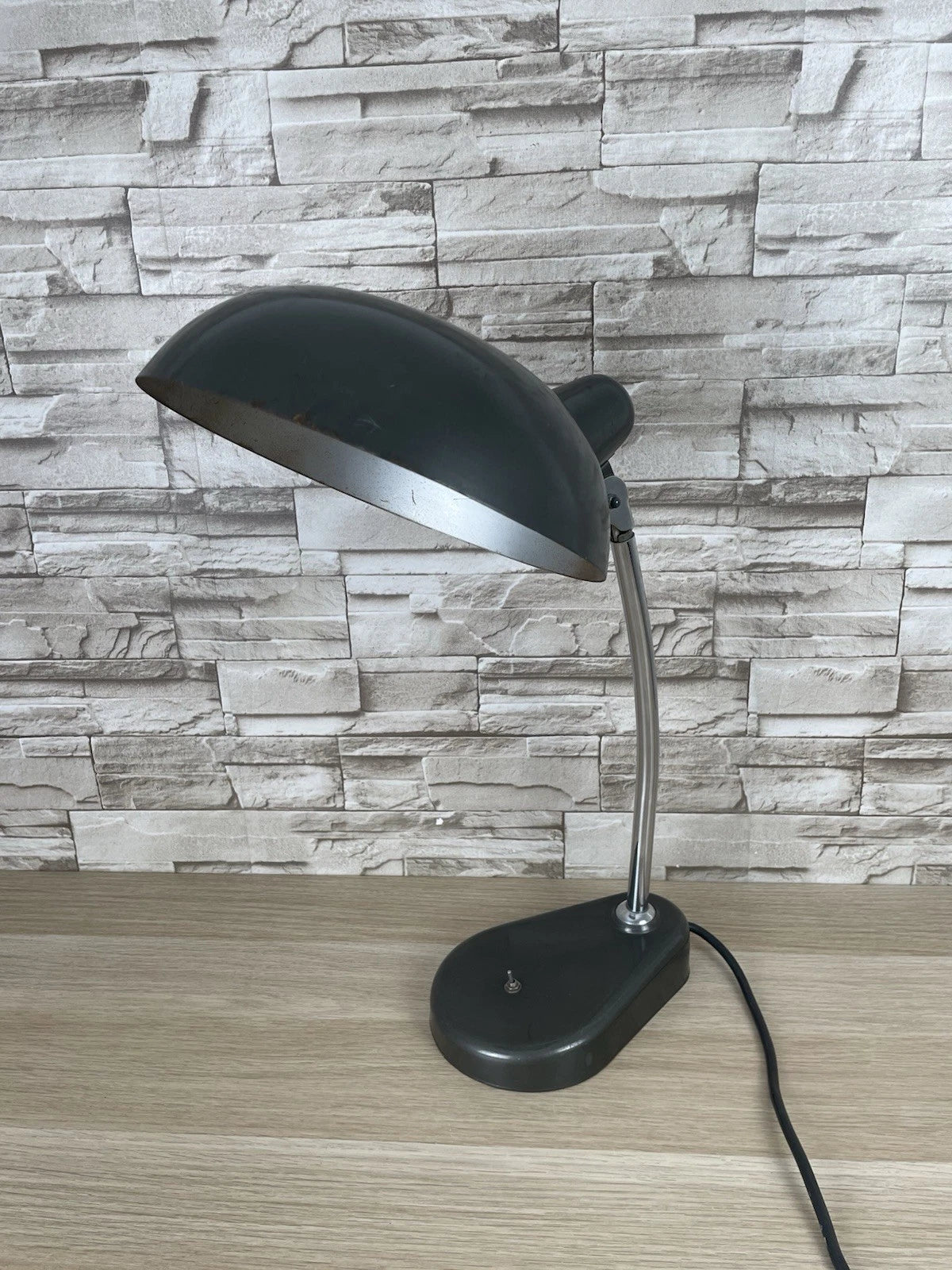 Lampada Da Tavolo Seminara Vintage Epoca Anni 60 Ministeriale Industriale Grigio