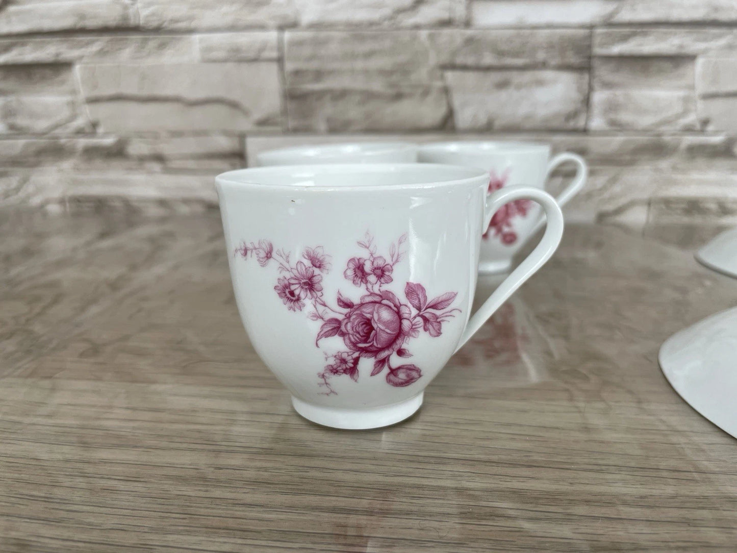 Servizio Da Caffè Limoges Porcellana Francese Vintage 6 Piattini E Tazzine Fiori