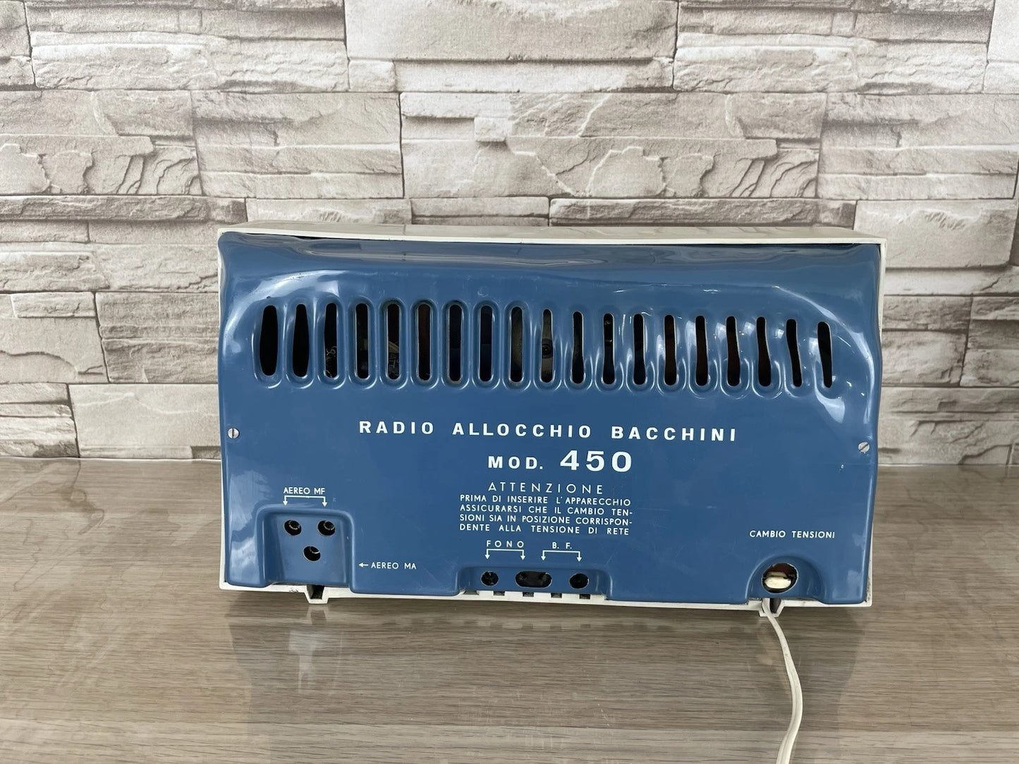 Radio Valvolare Allocchio Bacchini Mod. 450 Bianca Blu Anni 60 AM FM Per RICAMBI