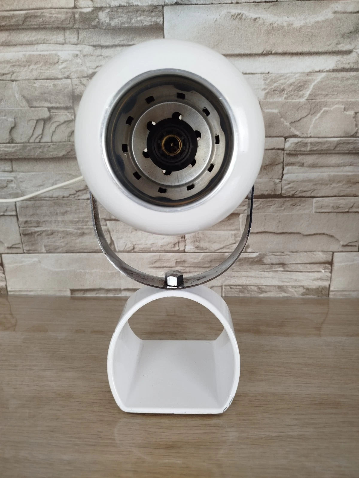 Coppia Di Lampade Da Tavolo Space Age Abat-jour Anni 70 Bianche Comodino Design