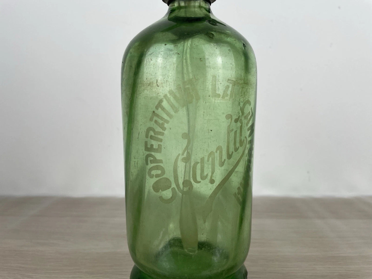 Autoseltzer In Vetro Sifone Seltz Cooperativa Canturina Cantù Verde Anni 30 Epoca