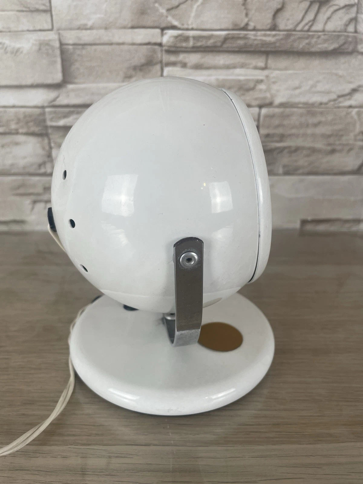 Lampada Da Tavolo Space Age Abat-jour Anni 70 Bianca Eyeball Design Con Cavo