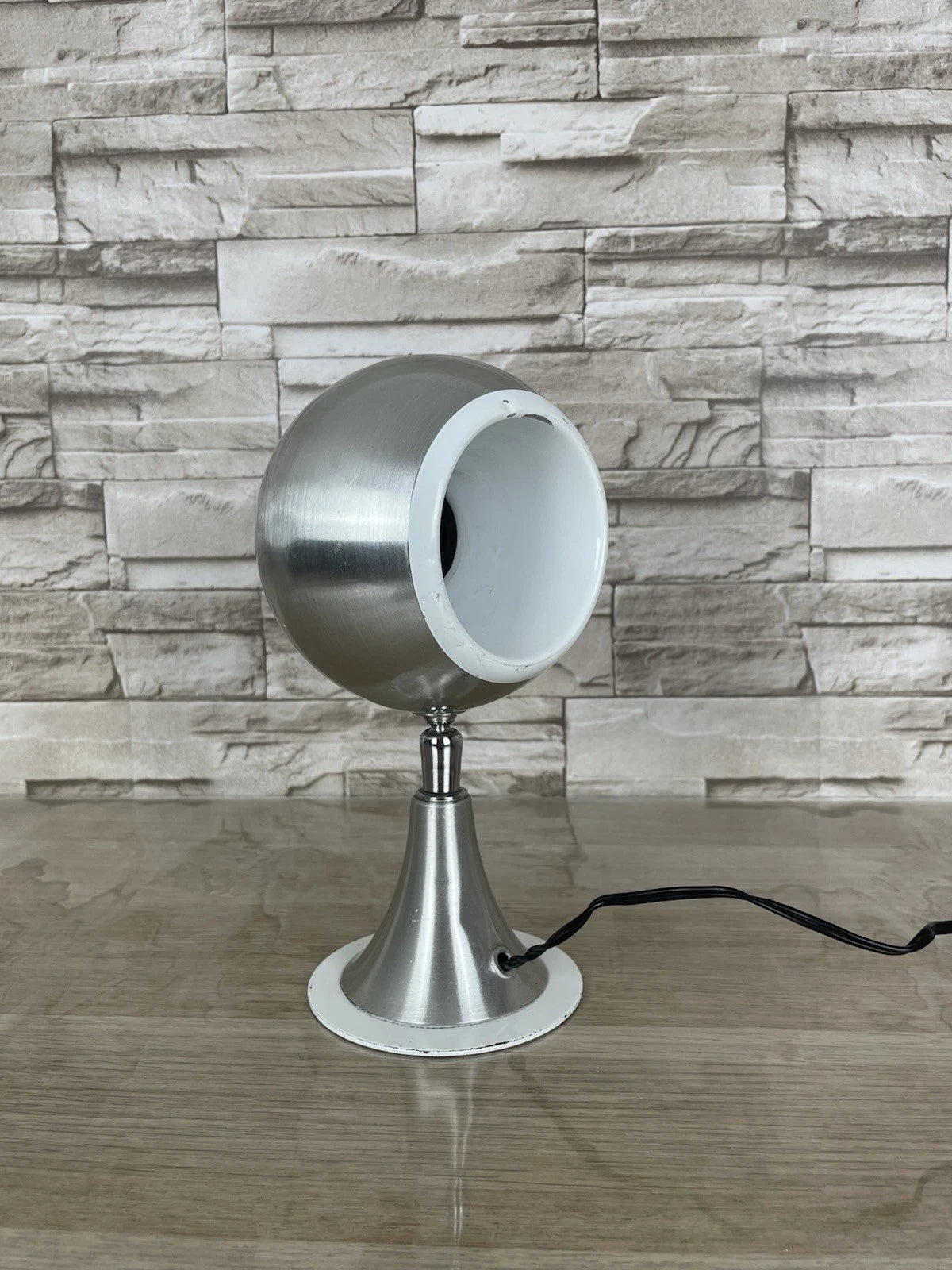 Lampada Da Tavolo Spiace Age Eyeball Vintage Argento Epoca Anni 60 Abat-jour