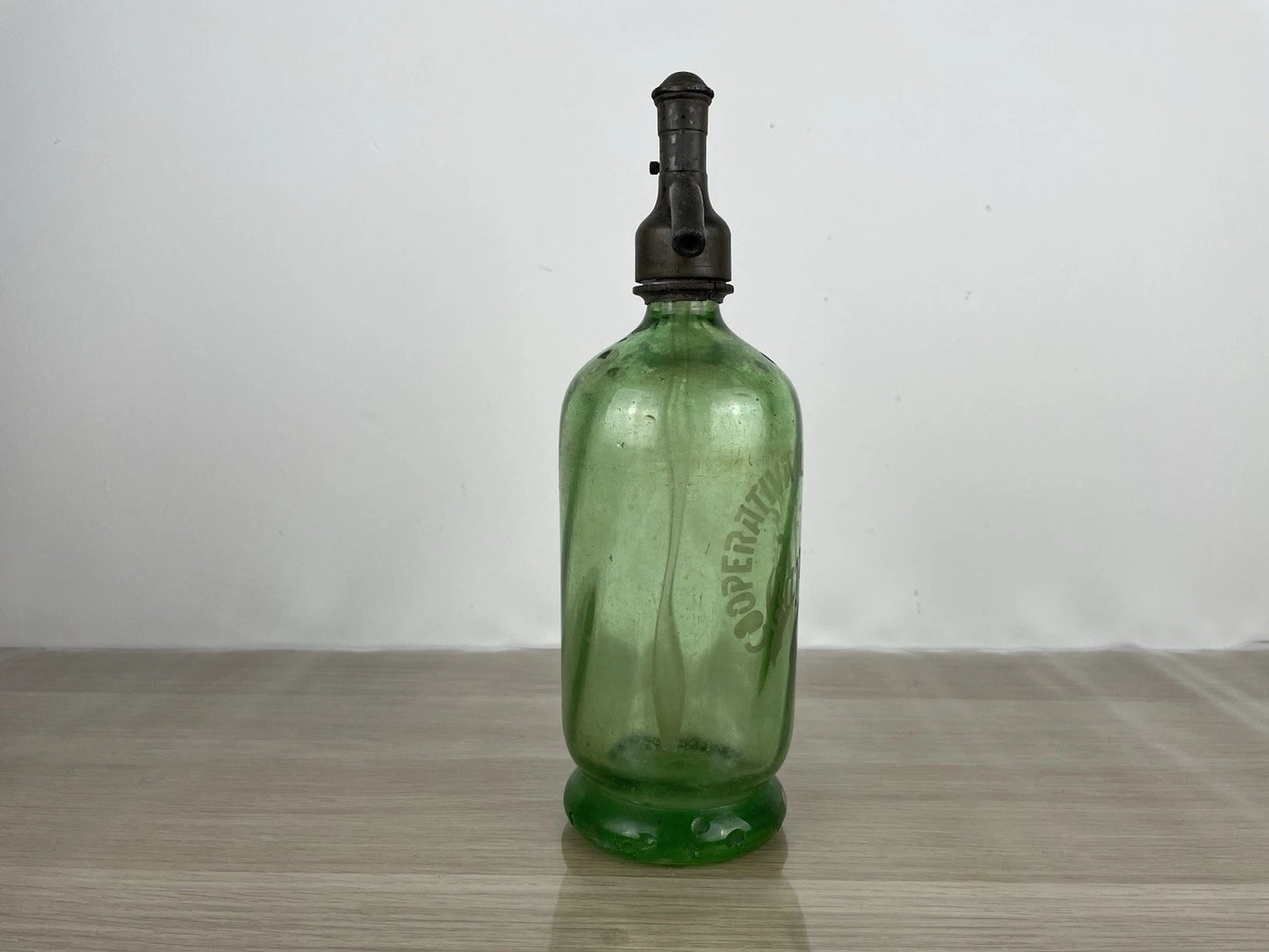 Autoseltzer In Vetro Sifone Seltz Cooperativa Canturina Cantù Verde Anni 30 Epoca