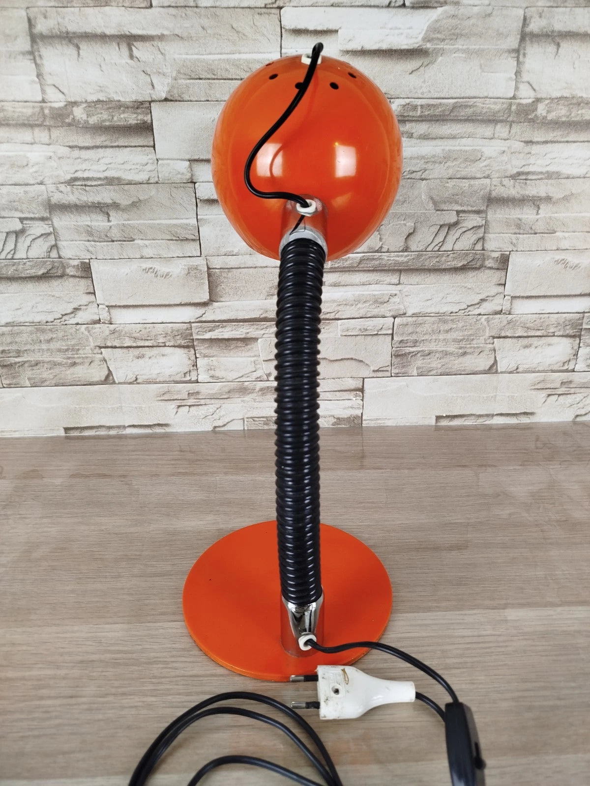 Lampada Da Tavolo Eyeball Space Age Vintage Anni 70 Arancione E Nero Snodabile