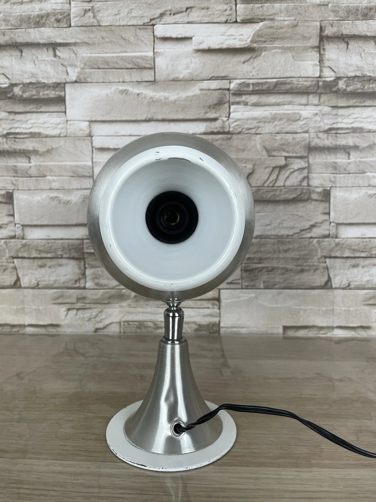 Lampada Da Tavolo Spiace Age Eyeball Vintage Argento Epoca Anni 60 Abat-jour