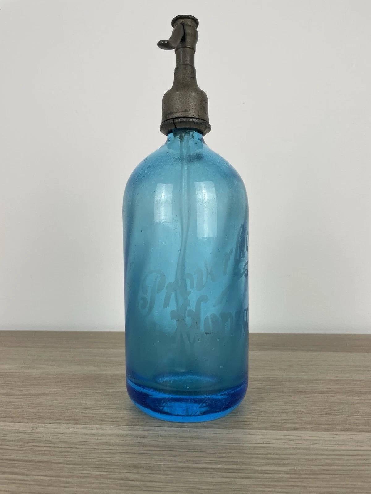 Autoseltz Vetro Sifone Seltz Proverbio Monza Azzurro Antico Epoca Anni 30 Blu