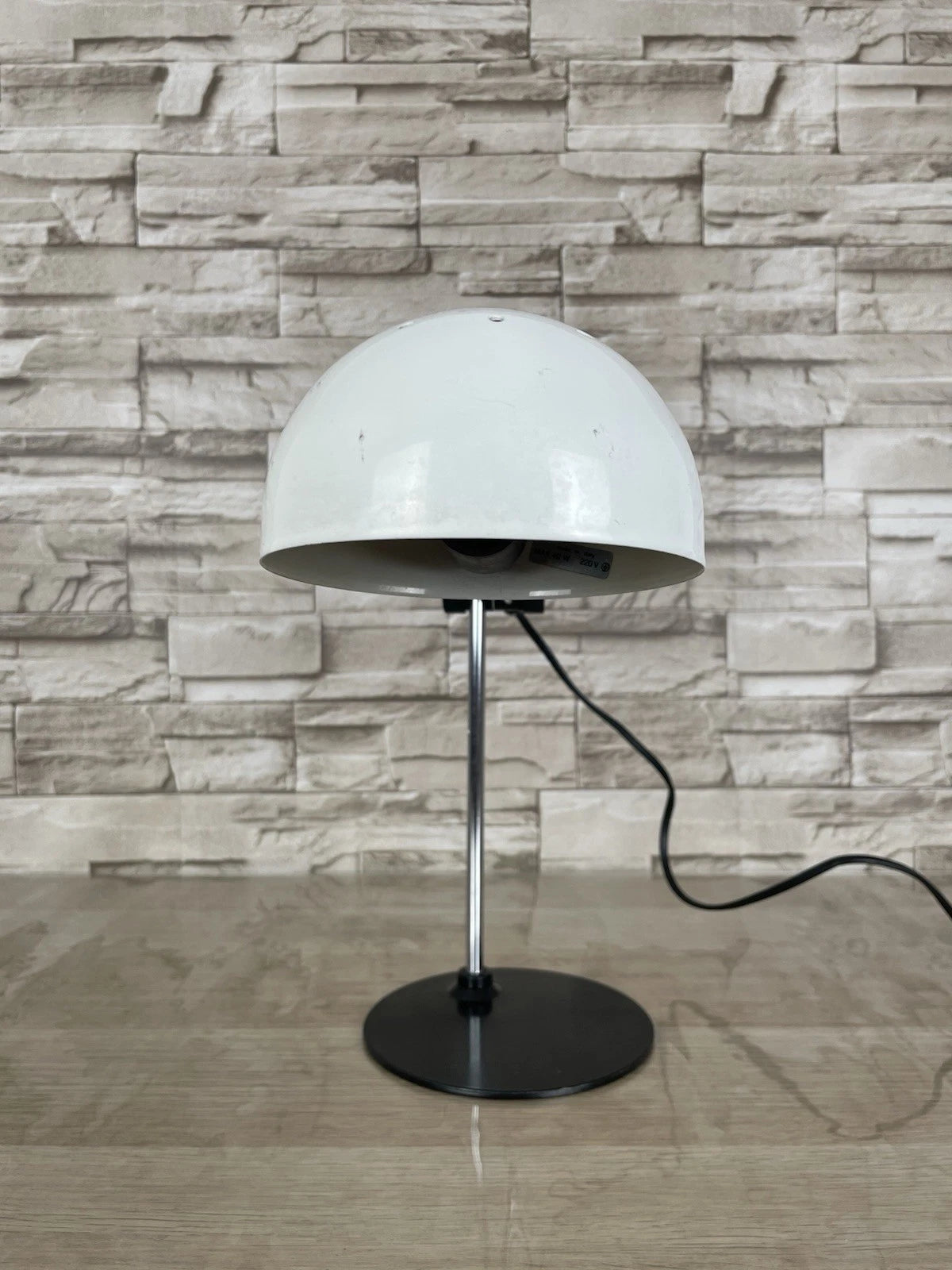 Lampada Da Tavolo Vintage Snodabile Bianca Epoca Anni 70 E16 Cavo E Interruttore