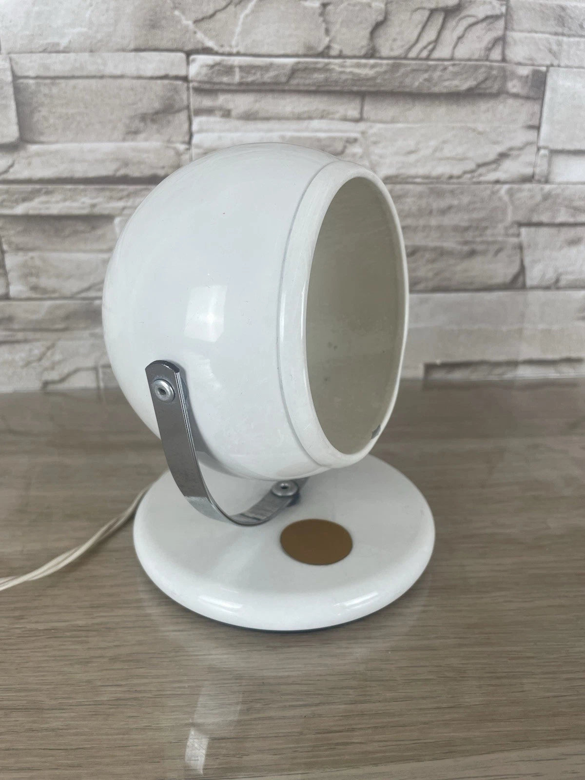Lampada Da Tavolo Space Age Abat-jour Anni 70 Bianca Eyeball Design Con Cavo