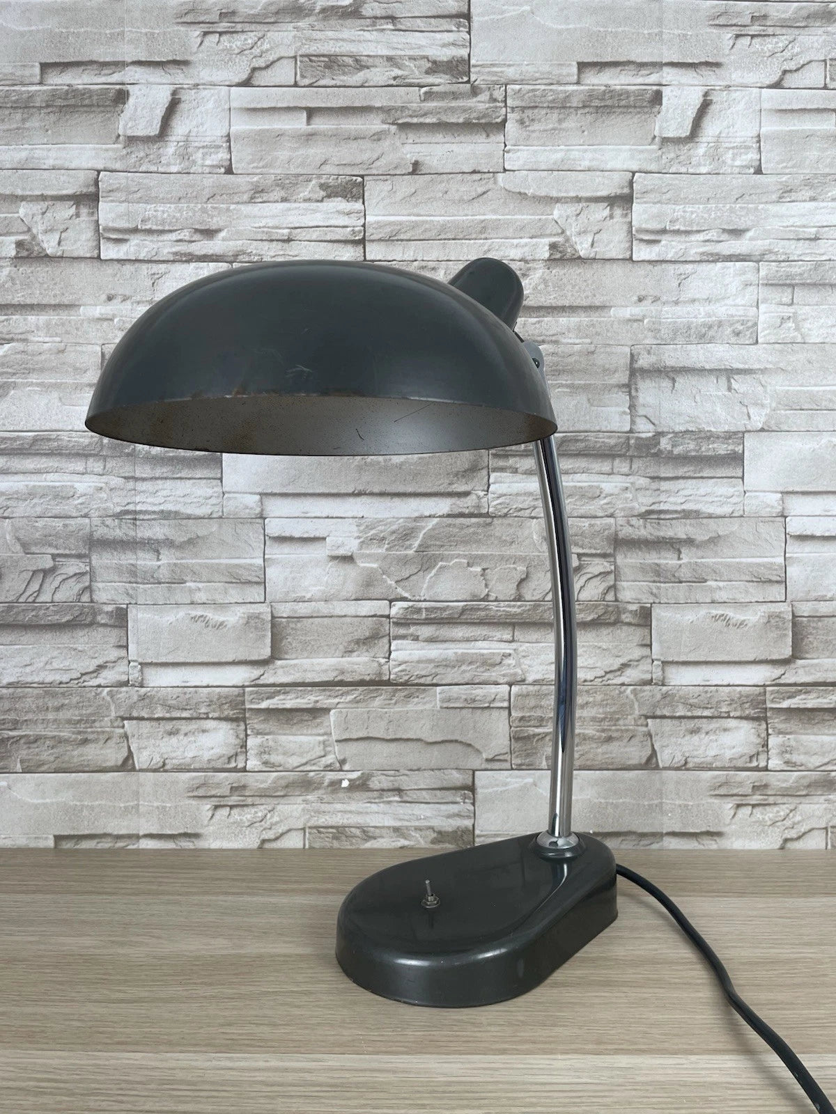 Lampada Da Tavolo Seminara Vintage Epoca Anni 60 Ministeriale Industriale Grigio
