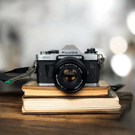 Fotocamera Analogica Fujica Ax-1 Reflex 35mm Obiettivo Fujinon 50 mm Nera 1979