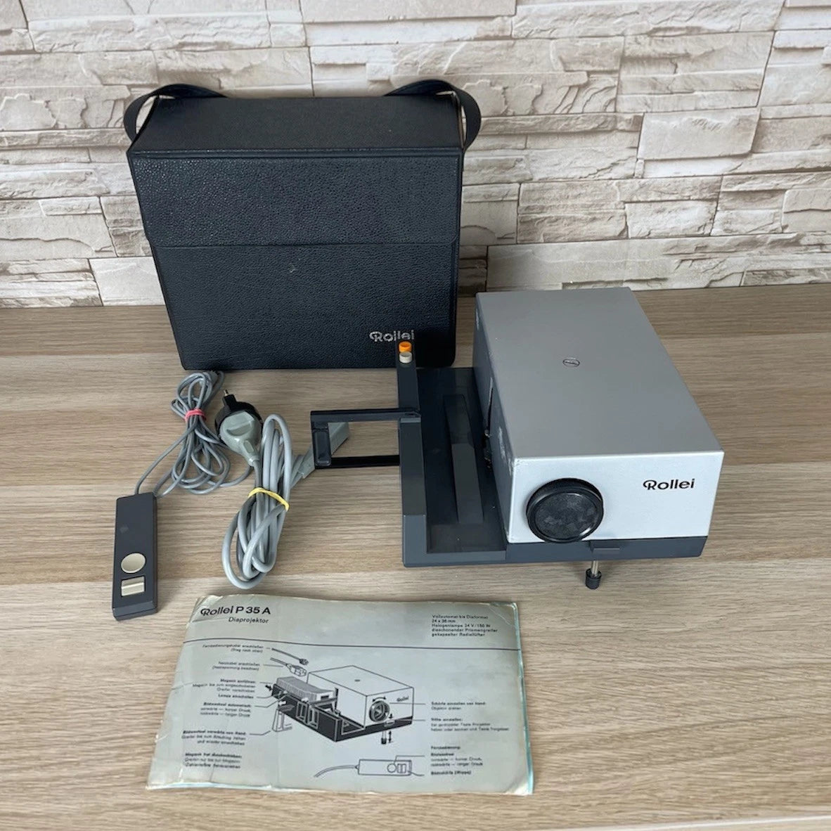Rollei P35A Proiettore Diapositive Con Custodia Cavo Istruzioni Per Ricambi