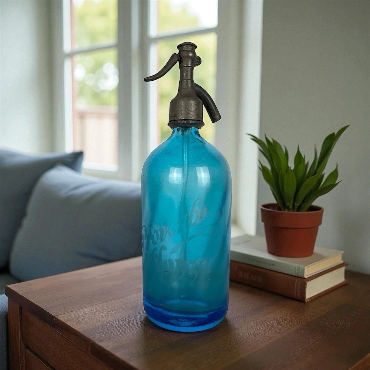 Autoseltz Vetro Sifone Seltz Proverbio Monza Azzurro Antico Epoca Anni 30 Blu