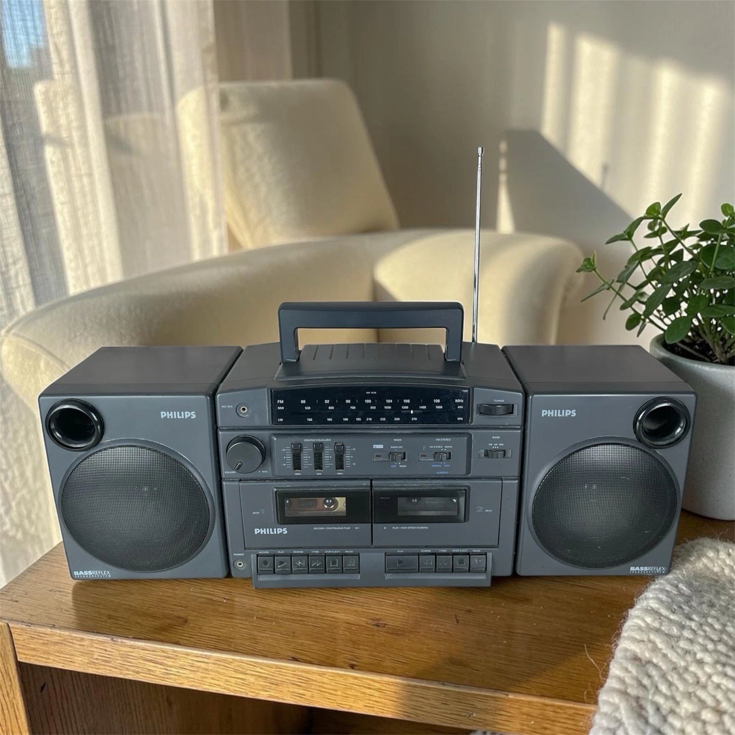 Boombox Radio Stereo Cassette Deck Philips AW7520/00 Nera Vintage Anni 90