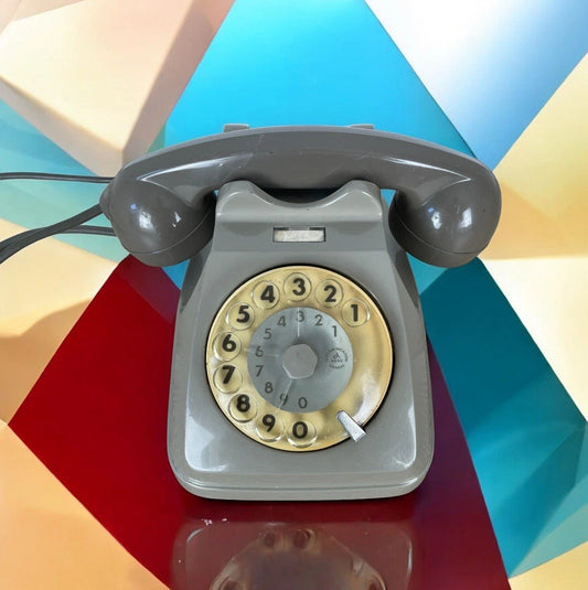 Telefono A Disco A Rotella Siemens Auso Telecomunicazioni S62 Bigrigio Vintage