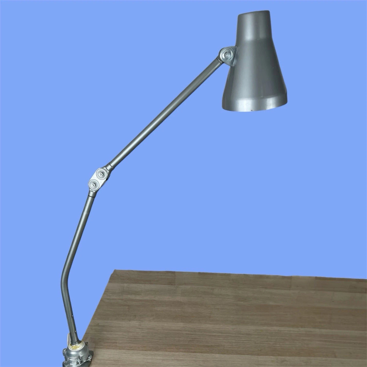 Lampada Acciarri Snodabile Industriale Vintage Epoca Grigia Con Morsetto Tavolo