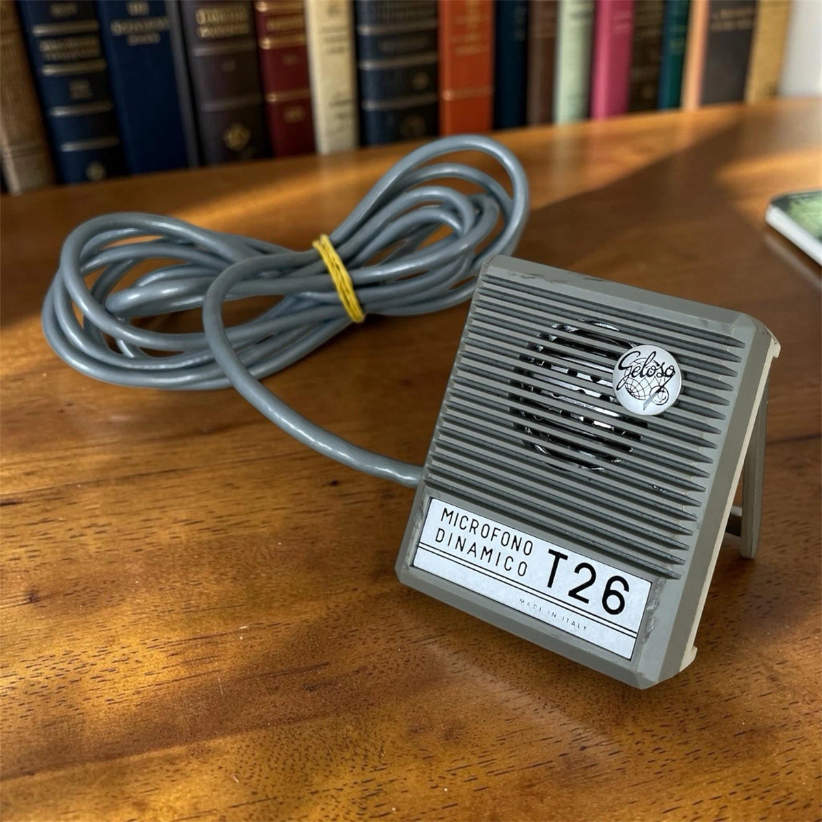 Microfono Dinamico Geloso T26 Per Magnetofono Vintage Epoca Con Cavo Grigio