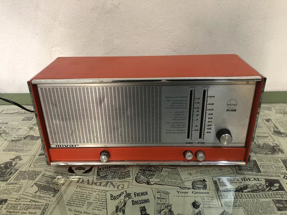 Antica Radio Mivar Milano R48 Vintage Epoca Anni 70 OM FM Arancione