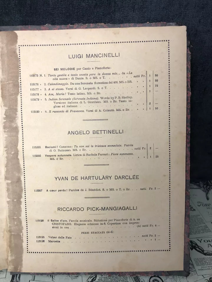 Antico Spartito L’Africana Opera In 5 Atti G. Meyerbeer Circolo Roma Bengasi