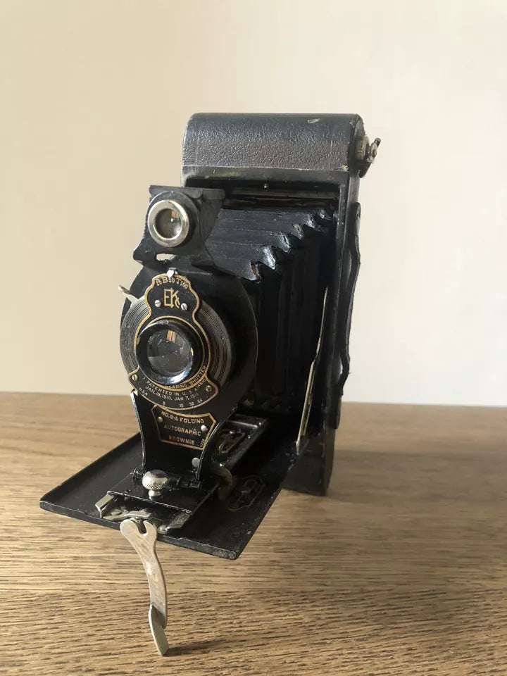 Antica Fotocamera a Soffietto Kodak Ball Bearing Shutter EKc Epoca 1910 USA Raro