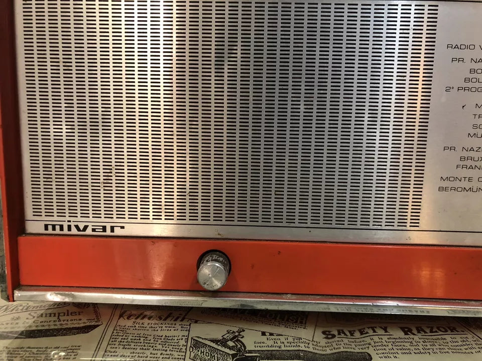 Antica Radio Mivar Milano R48 Vintage Epoca Anni 70 OM FM Arancione