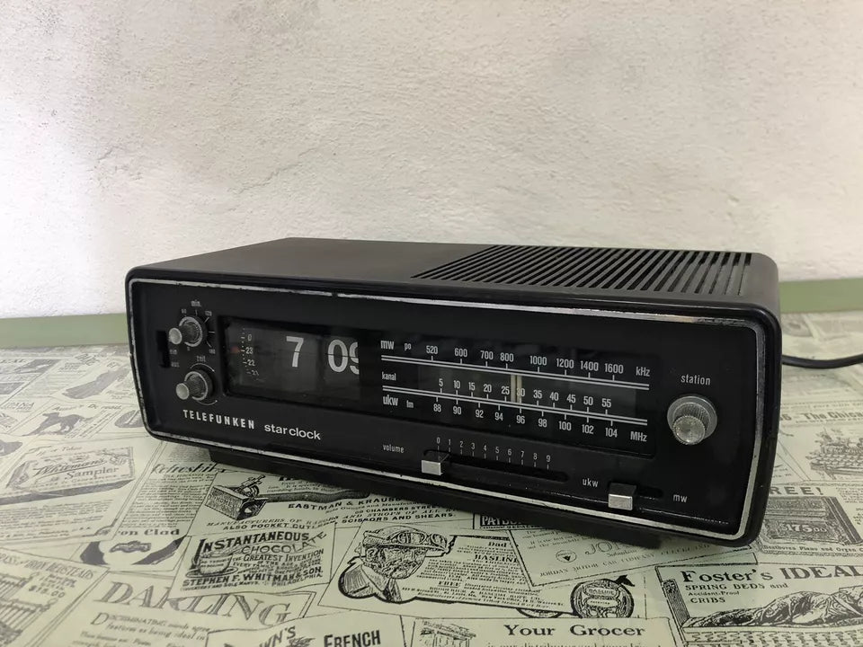Radio Sveglia Flip Clock Telefunken Star Clock Vintage Epoca Orologio A Cartellini