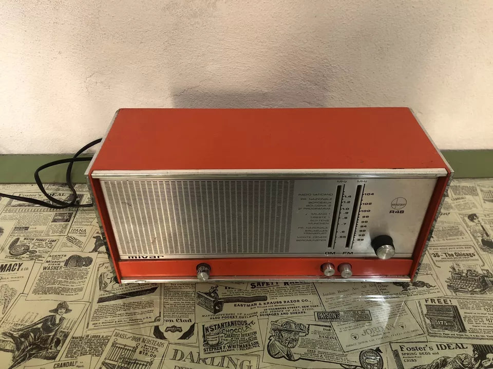Antica Radio Mivar Milano R48 Vintage Epoca Anni 70 OM FM Arancione