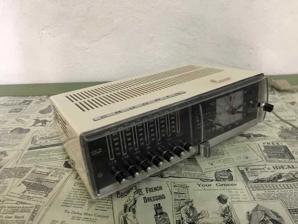 Radio Sveglia Analogica Grundig Sono Clock Bianca Vintage 70 Pezzi Di Ricambio