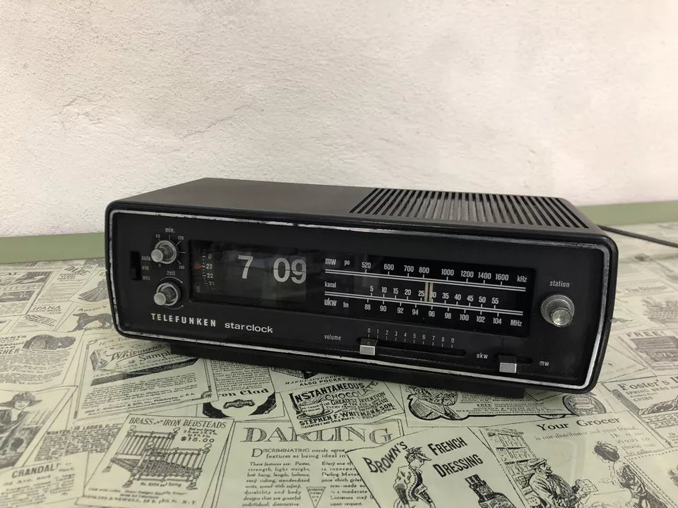 Radio Sveglia Flip Clock Telefunken Star Clock Vintage Epoca Orologio A Cartellini