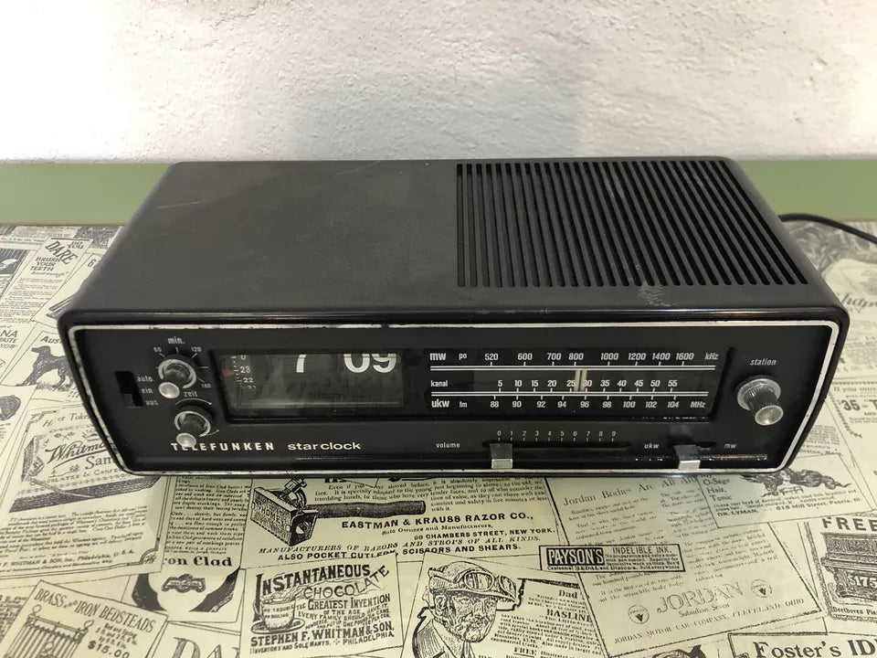 Radio Sveglia Flip Clock Telefunken Star Clock Vintage Epoca Orologio A Cartellini