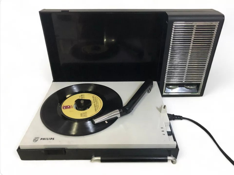 Giradischi Portatile Fonovaligia Philips 22GF 110/02X Vintage Epoca Anni 70 Nero